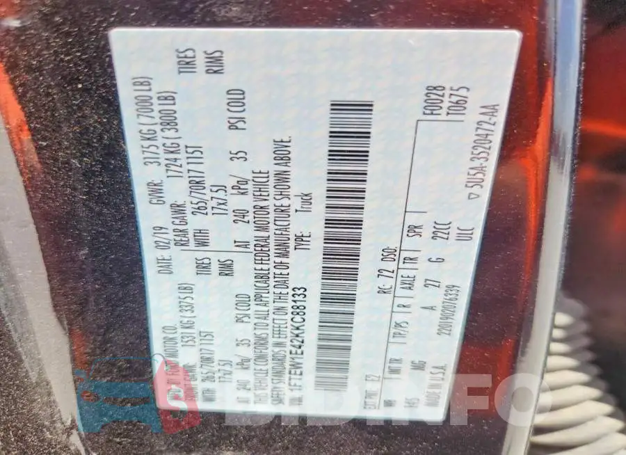 1FTEW1E42KKC88133 Photo# 12