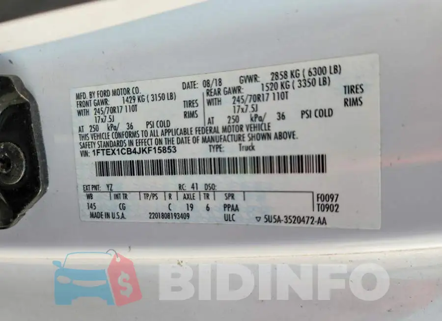 1FTEX1CB4JKF15853 Photo# 12
