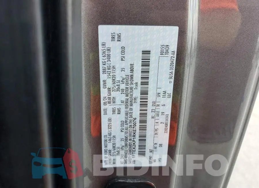 1FTEX2KP1RKE70076 Photo# 12