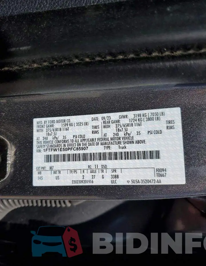 1FTFW1E50PFC85907 Photo# 12