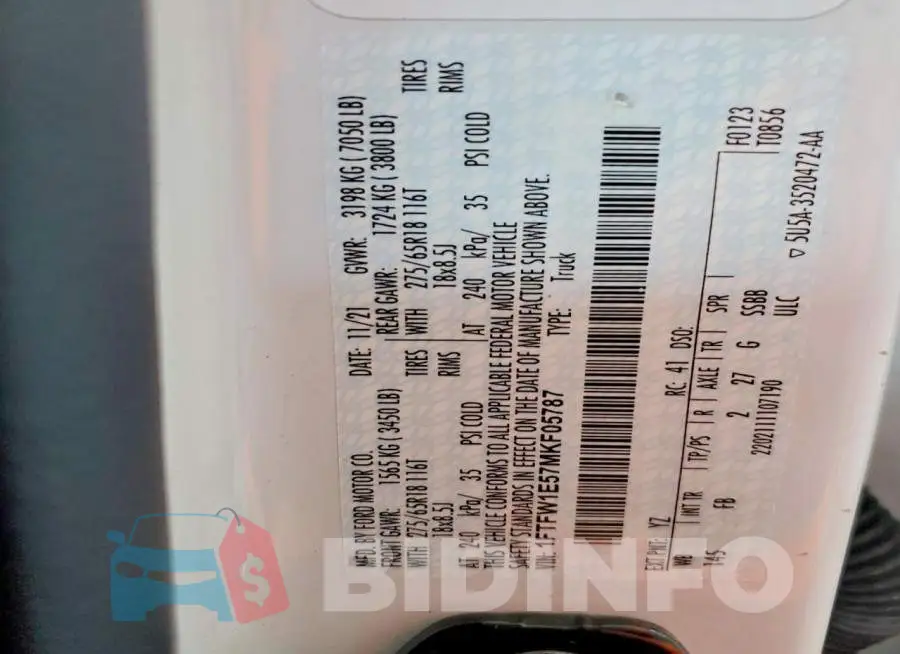 1FTFW1E57MKF05787 Photo# 13