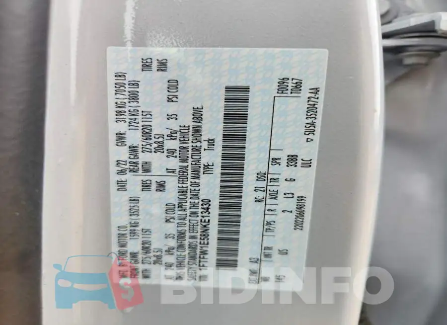 1FTFW1E58NKE13430 Photo# 12