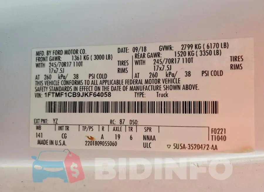 1FTMF1CB9JKF64058 Photo# 12