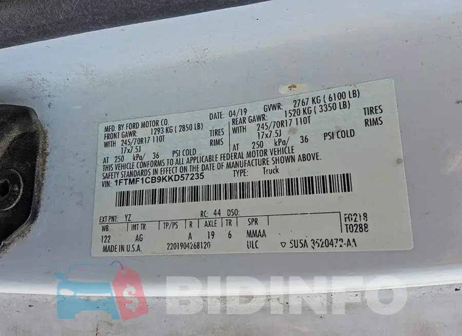 1FTMF1CB9KKD57235 Photo# 12
