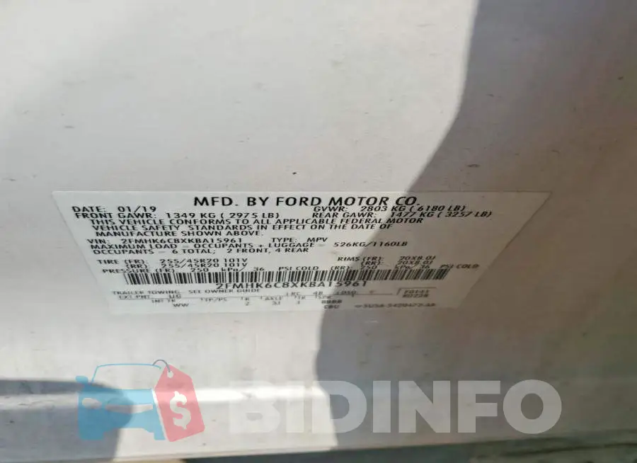 2FMHK6C8XKBA15961 Photo# 13