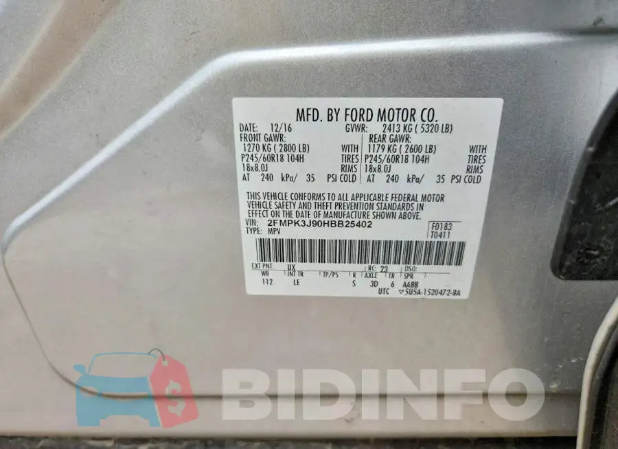 2FMPK3J90HBB25402 Photo# 13