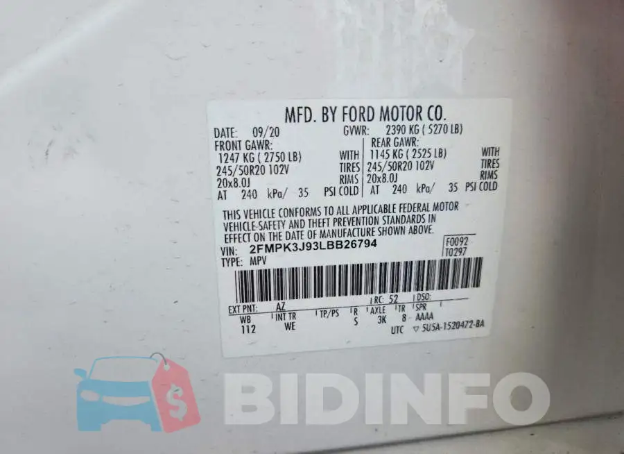 2FMPK3J93LBB26794 Photo# 13