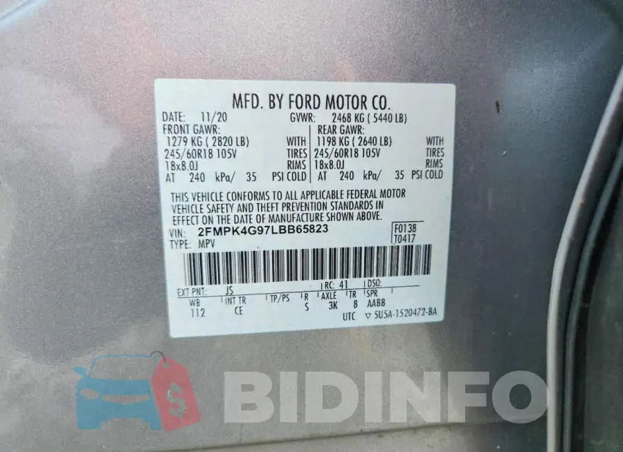 2FMPK4G97LBB65823 Photo# 13