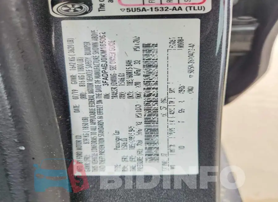 3FADP4BJ0KM165062 Photo# 12