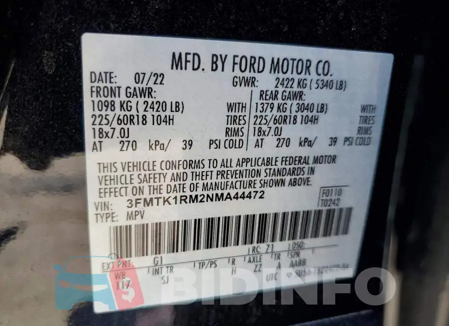 3FMTK1RM2NMA44472 Photo# 13