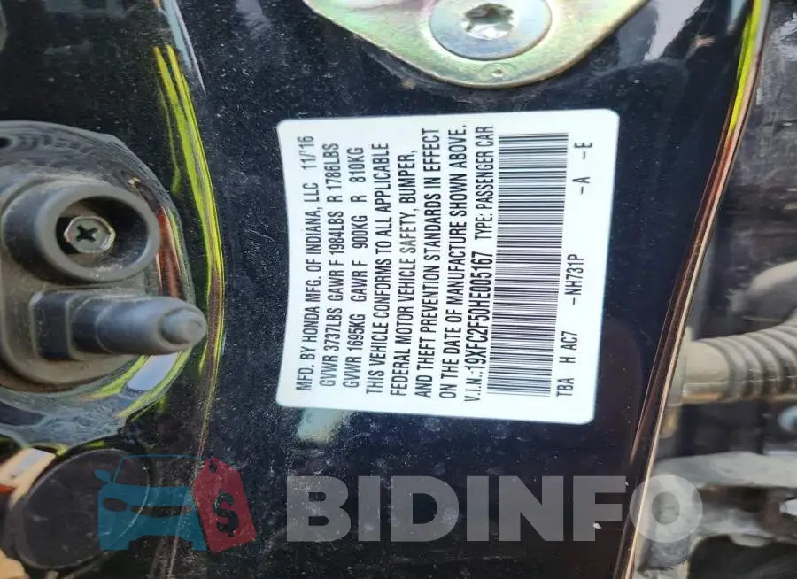 19XFC2F50HE005167 Photo# 13