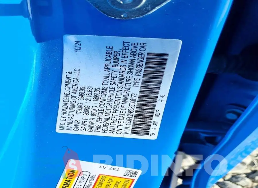19XFL2H83SE006179 Photo# 12