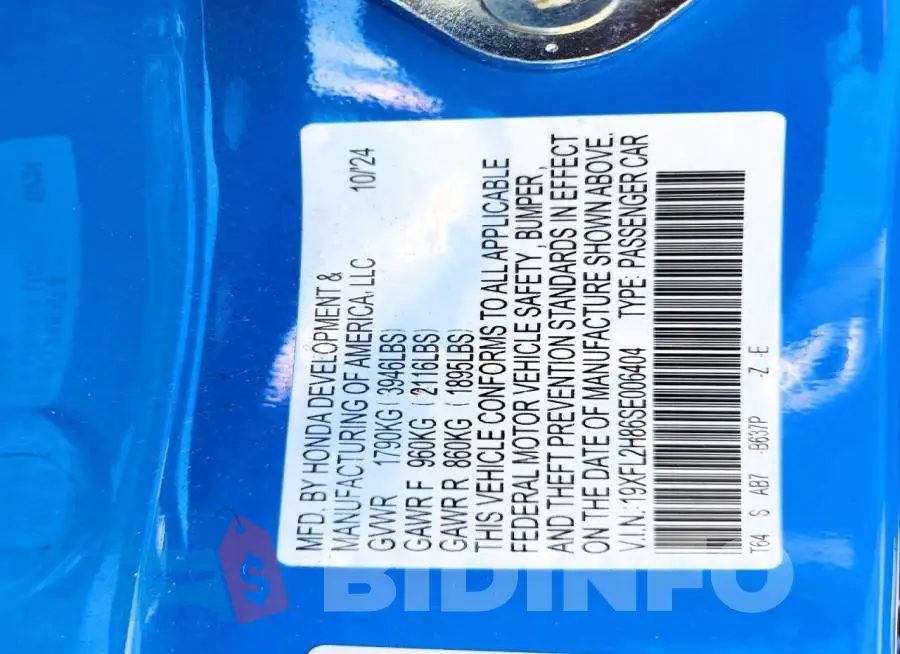 19XFL2H86SE006404 Photo# 13