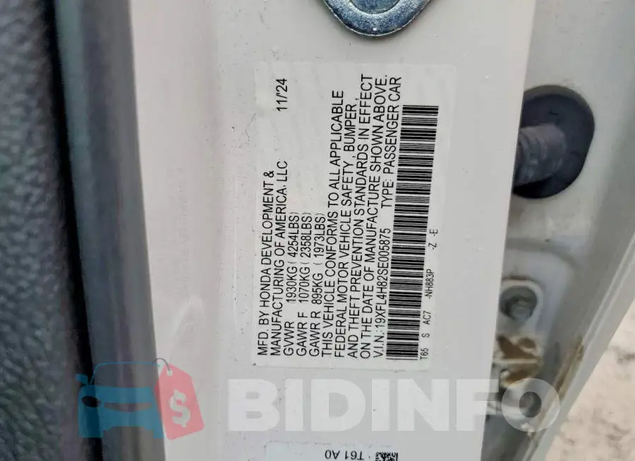 19XFL4H82SE005875 Photo# 12