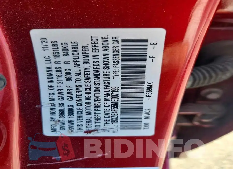 19XZE4F55ME007199 Photo# 13