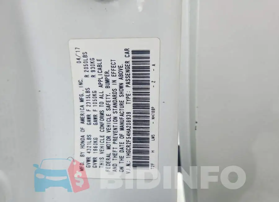 1HGCR2F54HA208939 Photo# 12