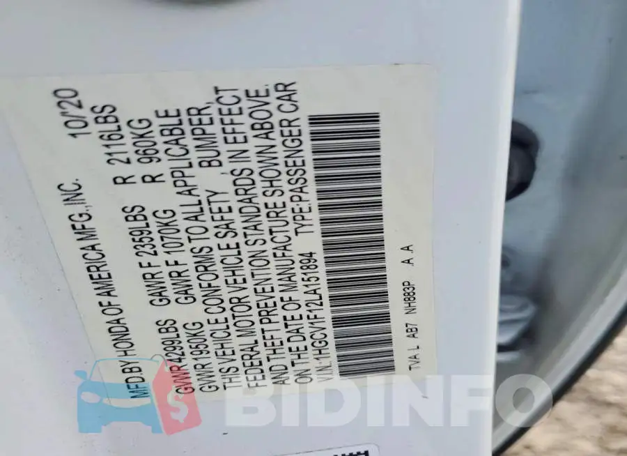 1HGCV1F12LA151894 Photo# 12