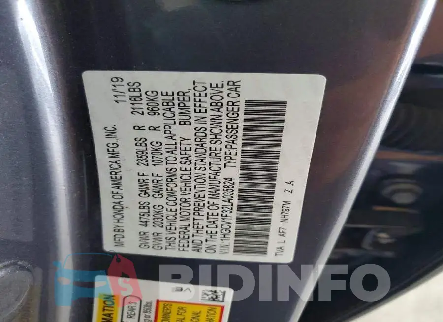 1HGCV1F32LA035824 Photo# 12