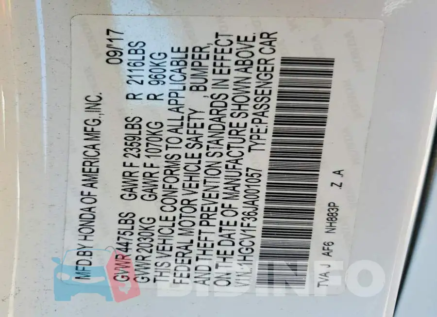 1HGCV1F36JA001057 Photo# 12