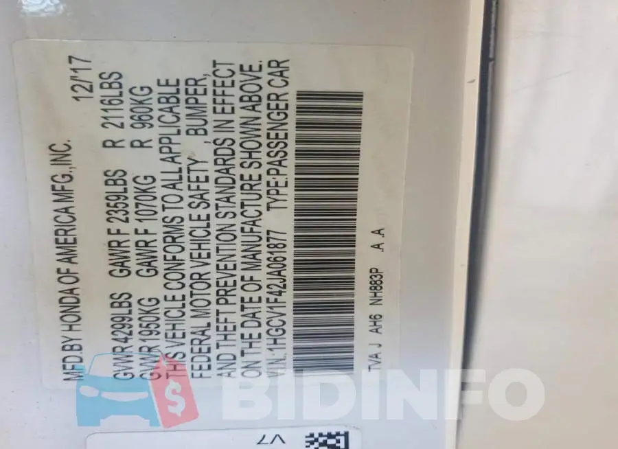 1HGCV1F42JA061877 Photo# 13