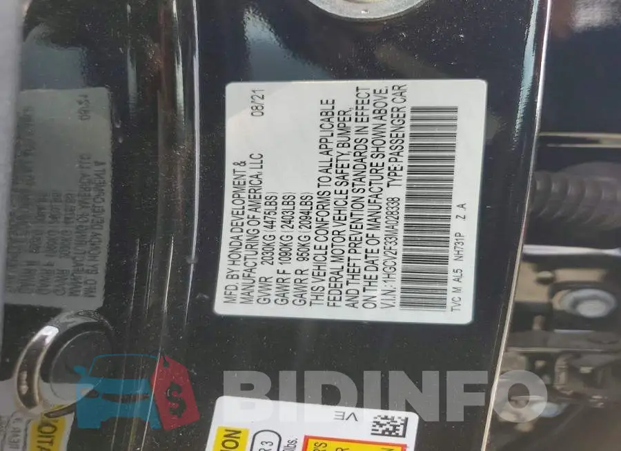 1HGCV2F33MA028338 Photo# 12