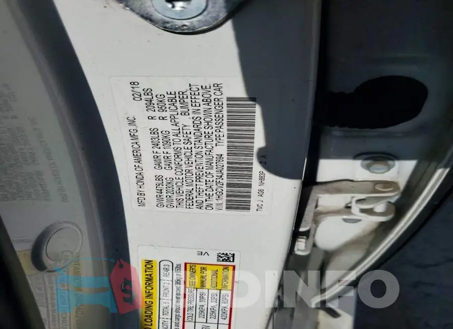 1HGCV2F34JA027694 Photo# 12