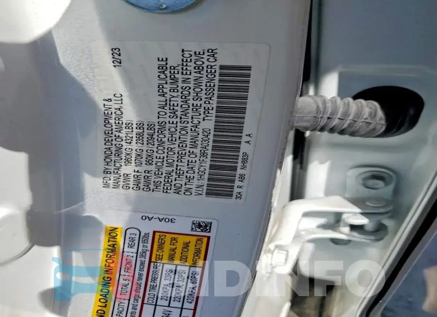 1HGCY1F38RA030420 Photo# 12