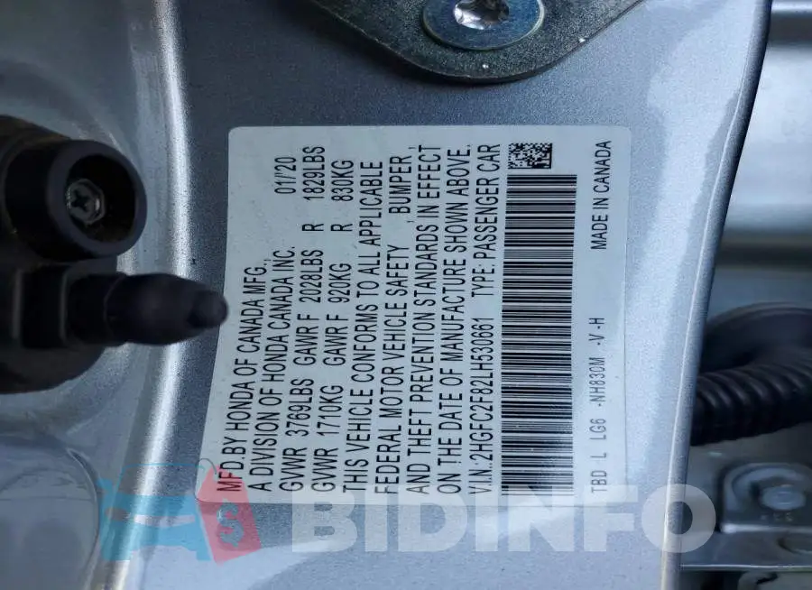 2HGFC2F82LH530661 Photo# 12