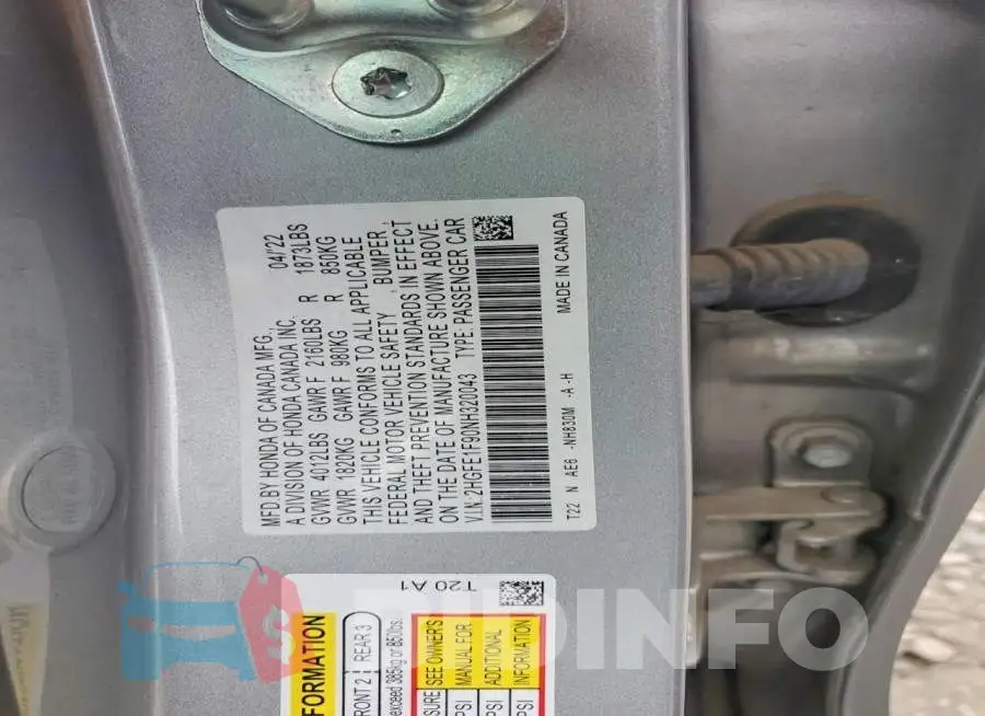 2HGFE1F90NH320043 Photo# 12