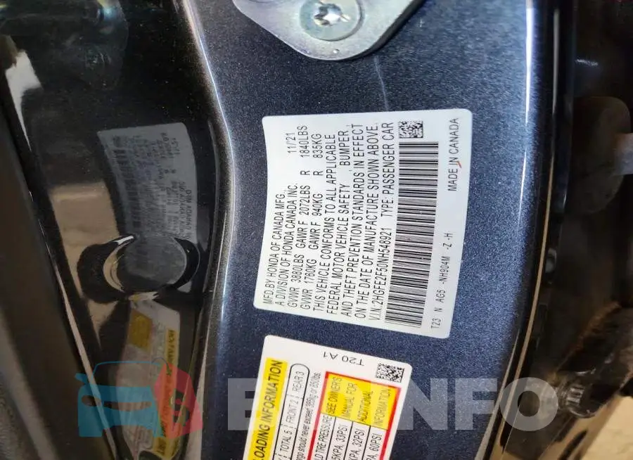 2HGFE2F50NH548921 Photo# 13