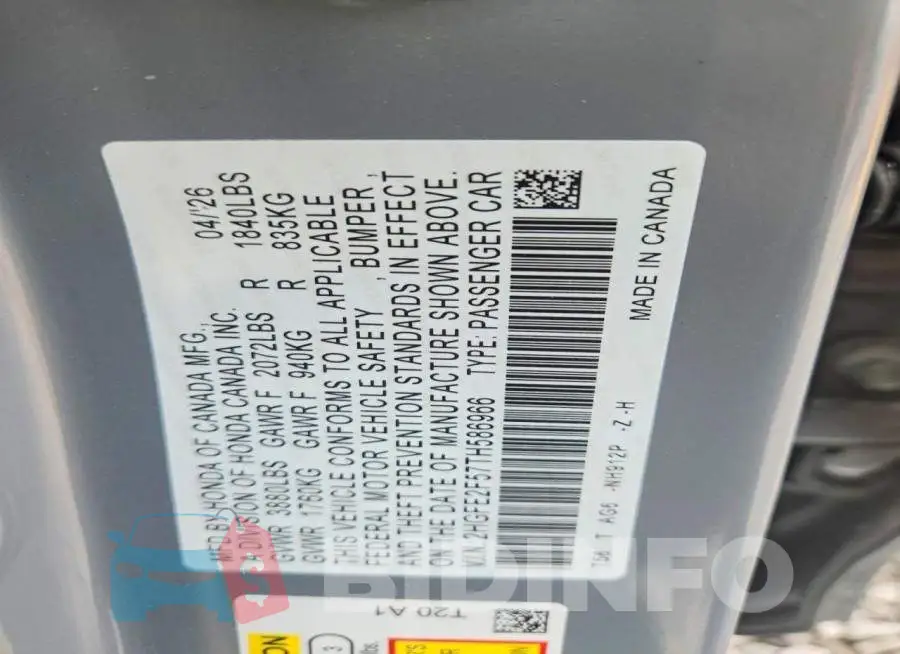 2HGFE2F57TH586966 Photo# 12