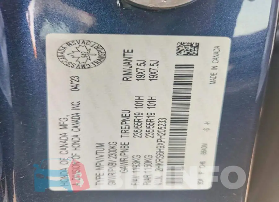 2HKRS6H9XPH205233 Photo# 13