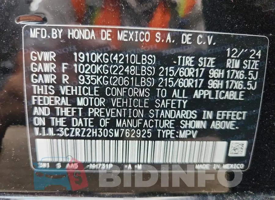 3CZRZ2H30SM762925 Photo# 13