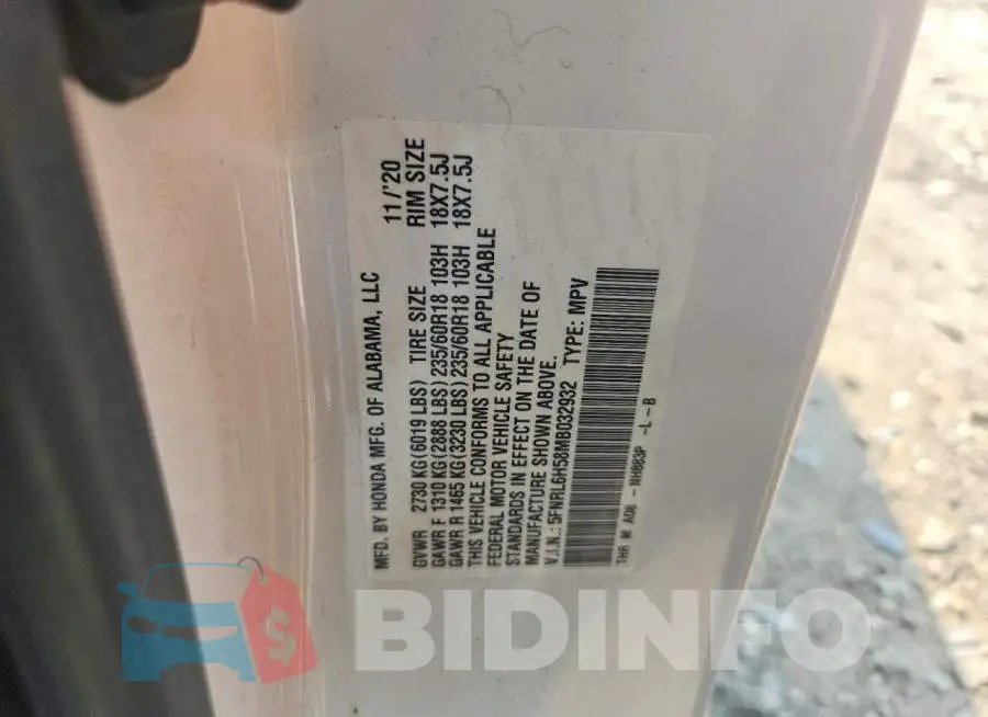 5FNRL6H58MB032932 Photo# 13