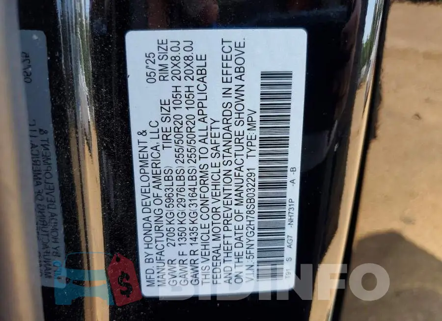 5FNYG2H78SB032291 Photo# 14