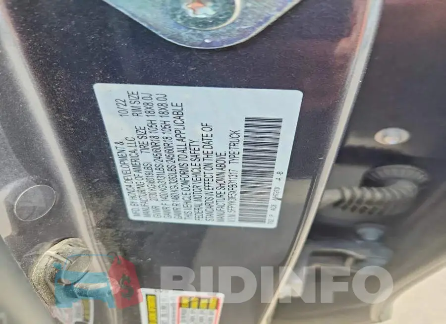 5FPYK3F5XPB011317 Photo# 12