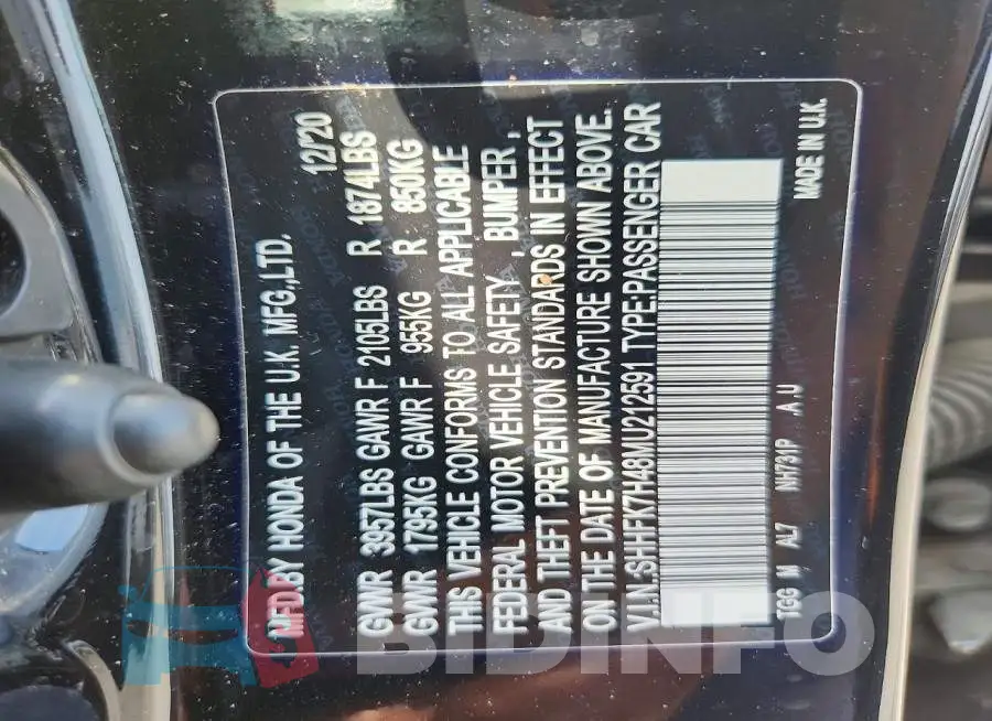 SHHFK7H48MU212591 Photo# 13
