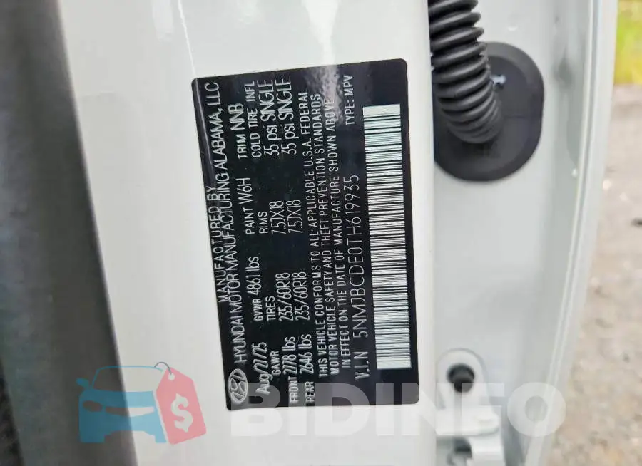 5NMJBCDE0TH619935 Photo# 13