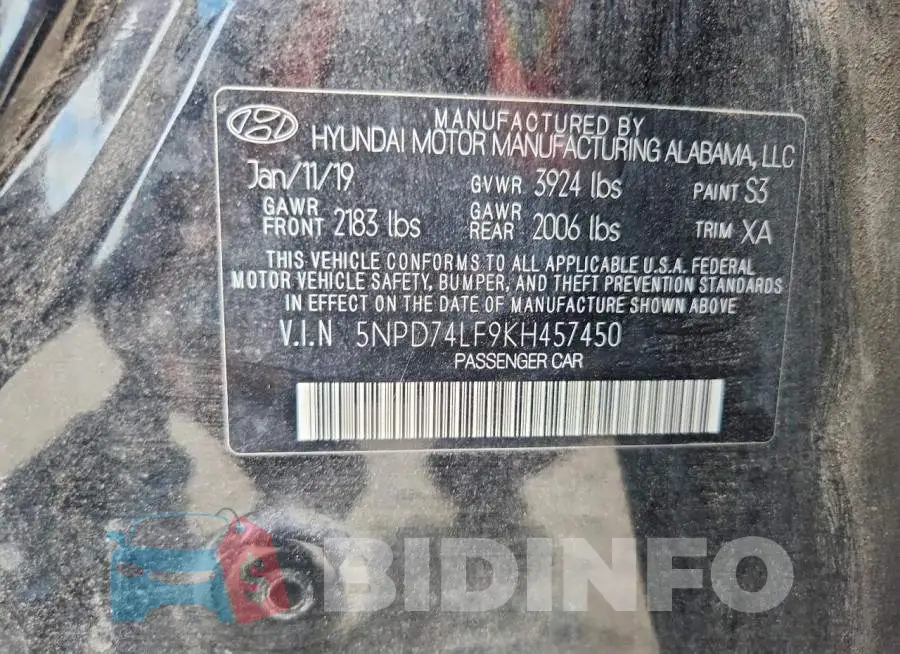5NPD74LF9KH457450 Photo# 12