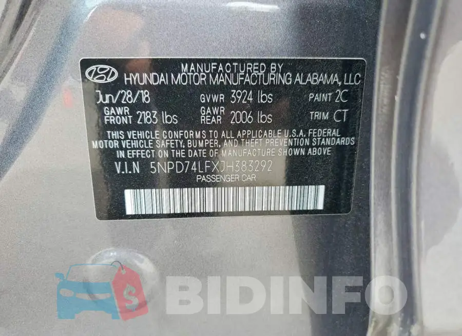 5NPD74LFXJH383292 Photo# 12