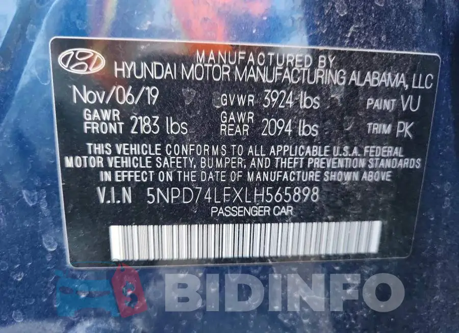 5NPD74LFXLH565898 Photo# 12