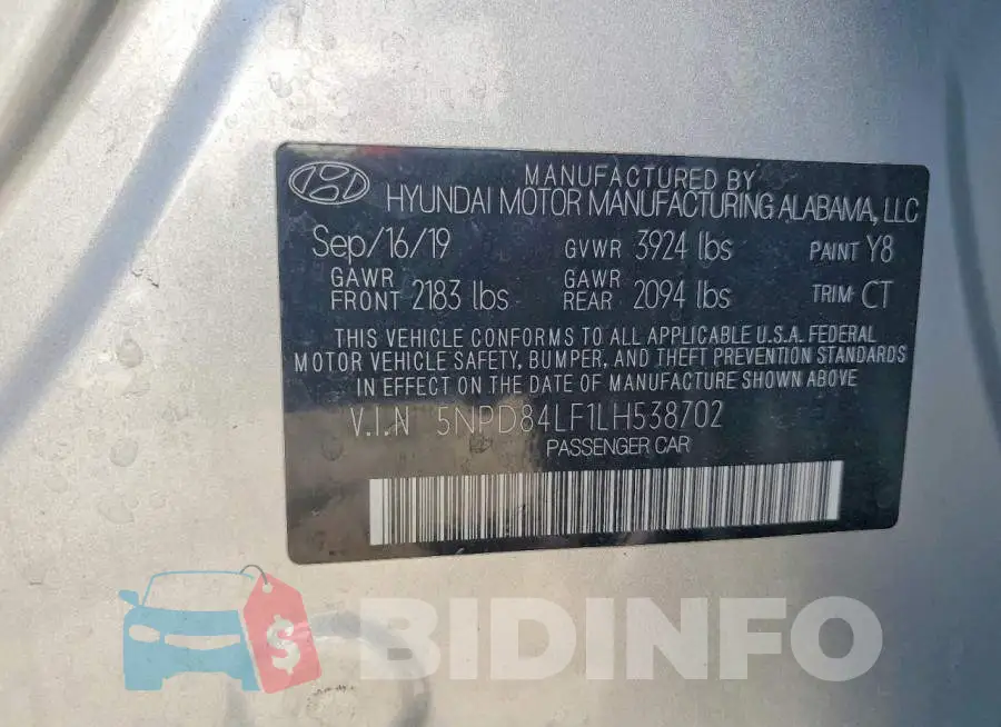 5NPD84LF1LH538702 Photo# 12