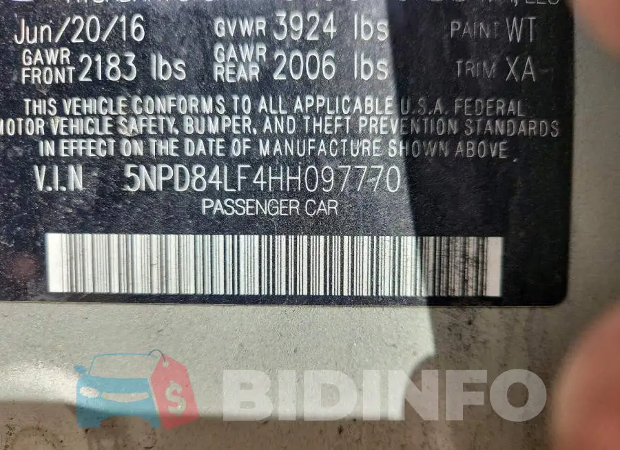 5NPD84LF4HH097770 Photo# 13