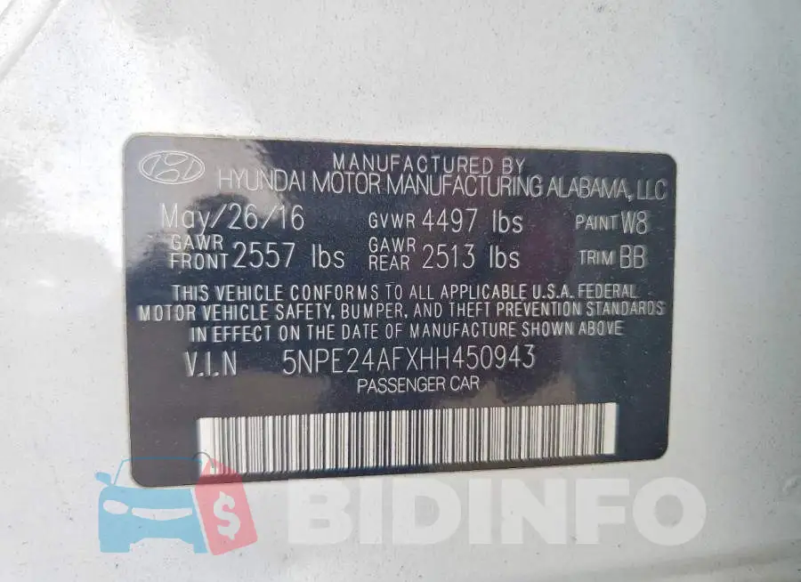 5NPE24AFXHH450943 Photo# 13