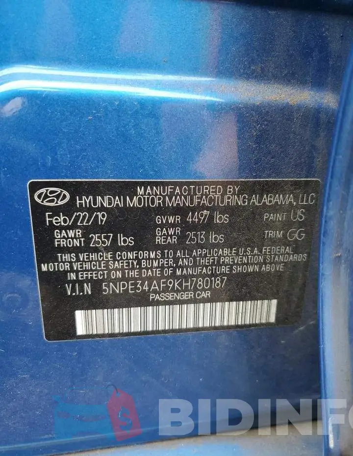 5NPE34AF9KH780187 Photo# 12