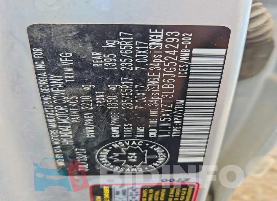 5XYZT3LB6JG524293 Photo# 13