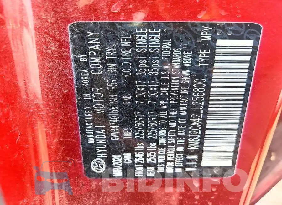 KM8J2CA42LU256800 Photo# 13