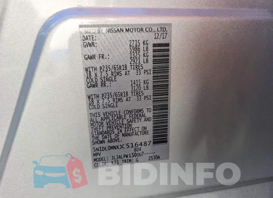 5N1DL0MNXJC516487 Photo# 12