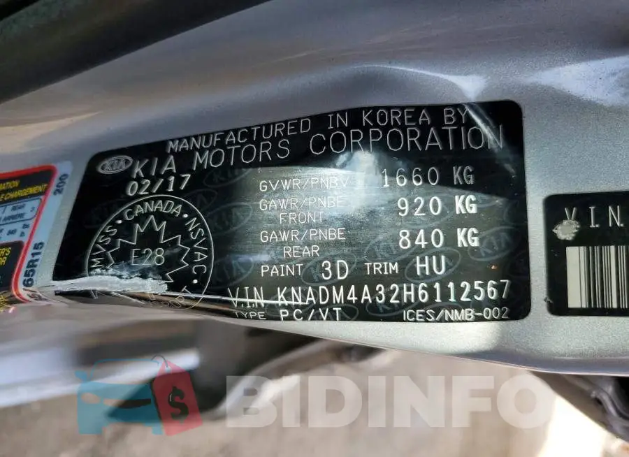 KNADM4A32H6112567 Photo# 12