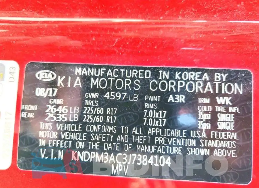 KNDPM3AC3J7384104 Photo# 14
